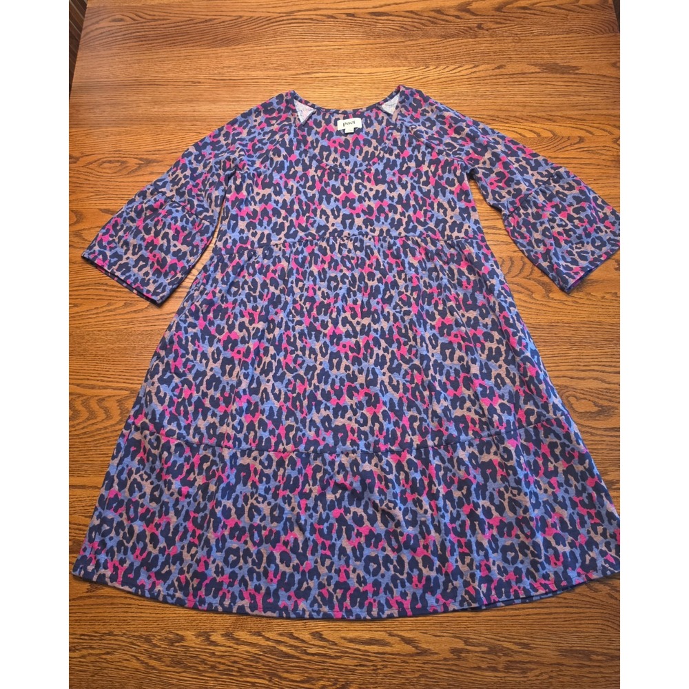 PACT Revive Flutter Sleeve Dress Small Leopard Print Organic Cotton Sustainable - Picture 5 of 16